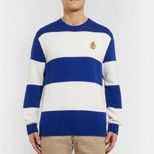 Polo‎ Ralph Lauren - Logo-Embroidered Striped Cotton Sweater - Men - Royal blue